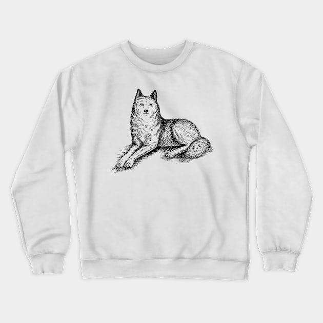 Lying Wolf Crewneck Sweatshirt by illucalliart